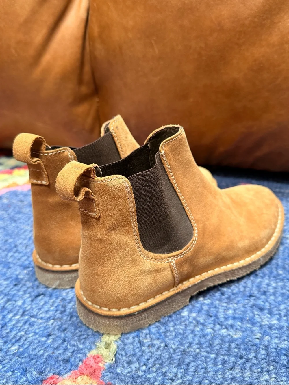 Sundance Catalog Suede Chelsea Boots EU 37 Camel Tan Made Bulgaria NWOT